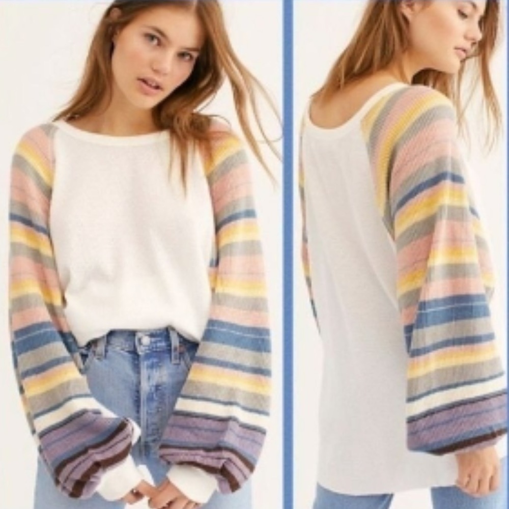 Free People We the Free Rainbow dreams balloon sleeve top S